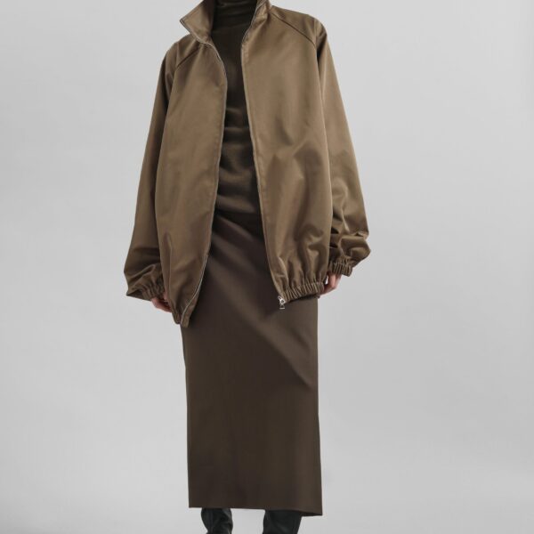 The Frankie Shop Alrose Midi Skirt - Mocha - Oversized Minimalist Skirts in Beige - Shop at Coveti