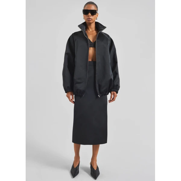 The Frankie Shop Alrose Satin Midi Skirt – Black, view 3
