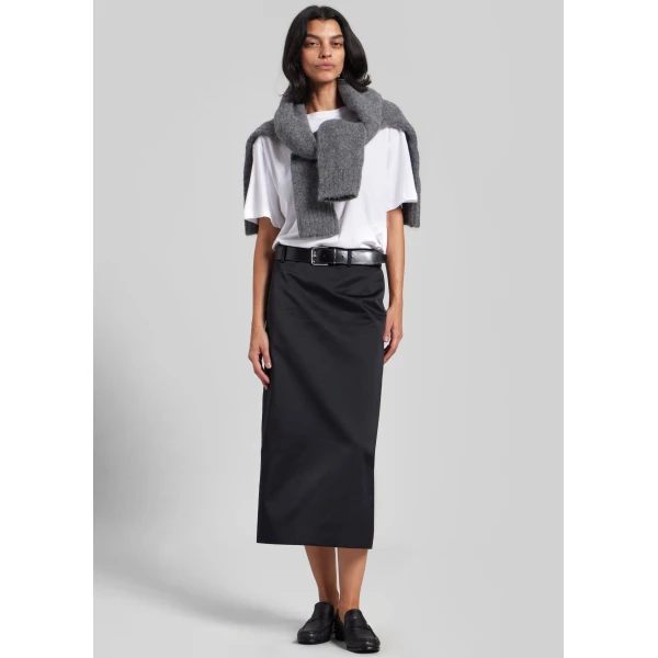 The Frankie Shop Alrose Satin Midi Skirt – Black, view 6