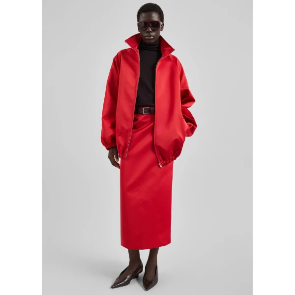 The Frankie Shop Alrose Satin Midi Skirt – Red, view 3