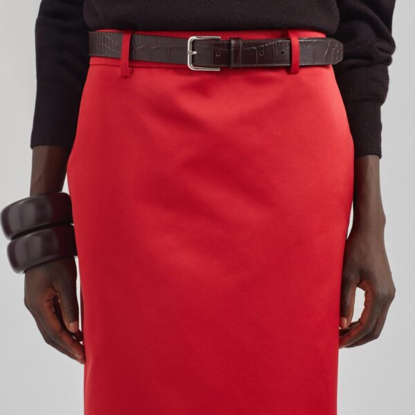 The Frankie Shop Alrose Satin Midi Skirt - Red - Oversized Minimalist Skirts in Red - Shop at Coveti