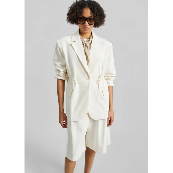 The Frankie Shop Altea Drawstring Blazer – Ivory, view 2