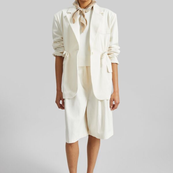The Frankie Shop Altea Drawstring Blazer - Ivory - Oversized Minimalist Jackets in Ivory - Shop at Coveti