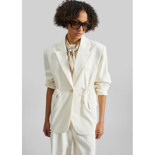 The Frankie Shop Altea Drawstring Blazer – Ivory, view 4