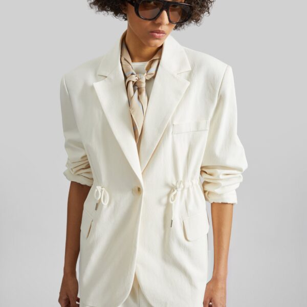 The Frankie Shop Altea Drawstring Blazer - Ivory - Oversized Minimalist Jackets in Ivory - Shop at Coveti