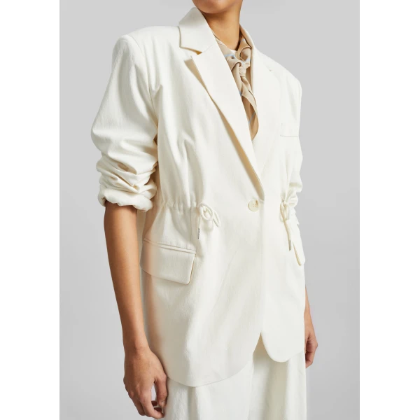 The Frankie Shop Altea Drawstring Blazer – Ivory, view 5