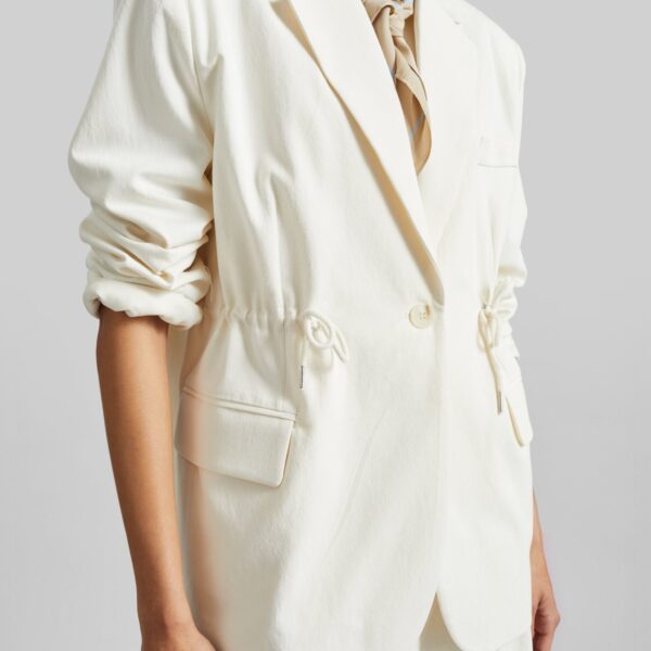 The Frankie Shop Altea Drawstring Blazer - Ivory - Oversized Minimalist Jackets in Ivory - Shop at Coveti