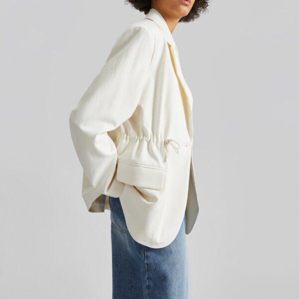 The Frankie Shop Altea Drawstring Blazer - Ivory - Oversized Minimalist Jackets in Ivory - Shop at Coveti