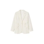 The Frankie Shop Altea Drawstring Blazer - Ivory - Oversized Minimalist Jackets in Ivory - Shop at Coveti