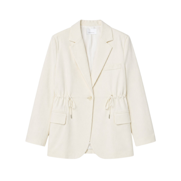 The Frankie Shop Altea Drawstring Blazer - Ivory - Oversized Minimalist Jackets in Ivory - Shop at Coveti