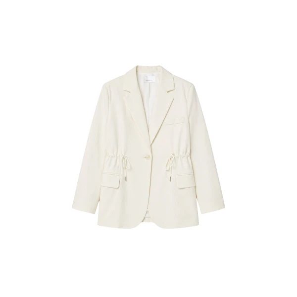The Frankie Shop Altea Drawstring Blazer - Ivory - Oversized Minimalist Jackets in Ivory - Shop at Coveti
