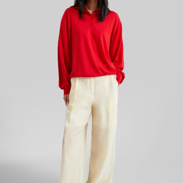 The Frankie Shop Alvito Sheer Organza Pants - Pale Yellow - Oversized Minimalist Pants in Yellow - Shop at Coveti