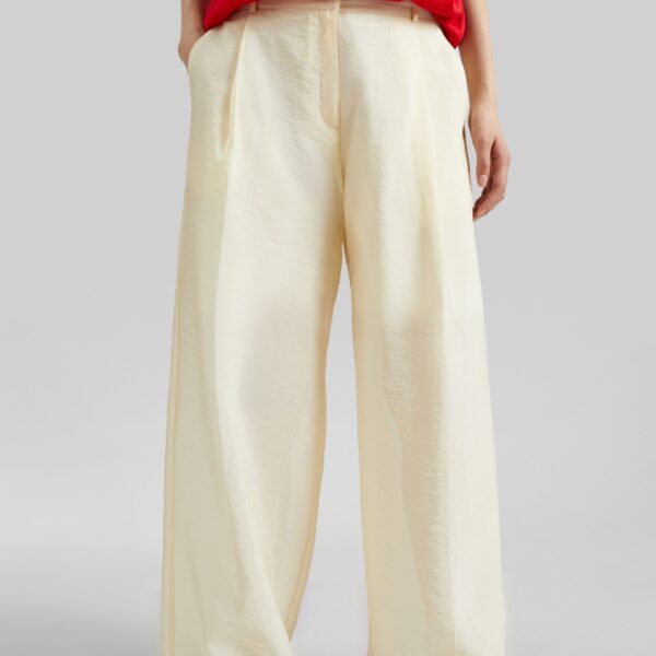 The Frankie Shop Alvito Sheer Organza Pants - Pale Yellow - Oversized Minimalist Pants in Yellow - Shop at Coveti