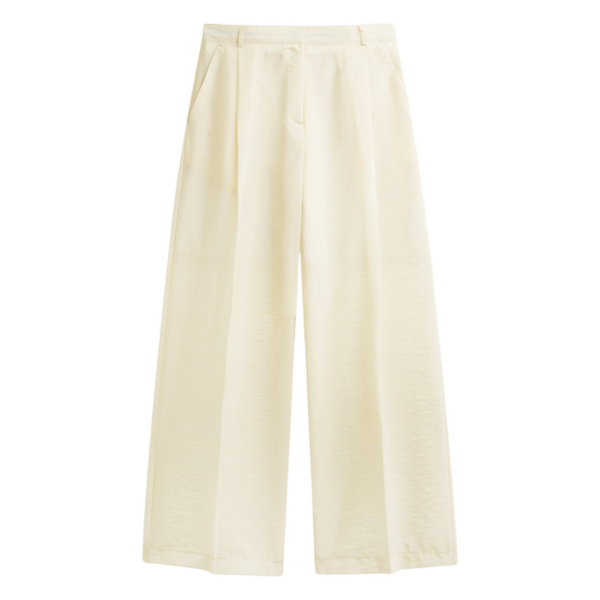 The Frankie Shop Alvito Sheer Organza Pants - Pale Yellow - Oversized Minimalist Pants in Yellow - Shop at Coveti