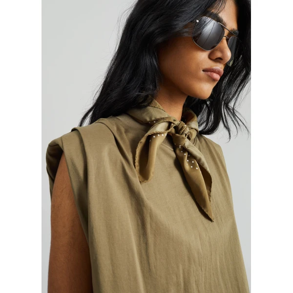 The Frankie Shop Alvor Padded Balloon Top – Olive, view 4