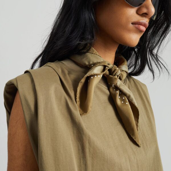 The Frankie Shop Alvor Padded Balloon Top - Olive - Oversized Minimalist Tops in Green - Shop at Coveti