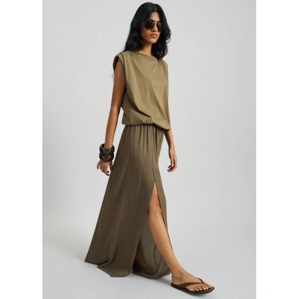The Frankie Shop Alvor Padded Balloon Top – Olive, view 5