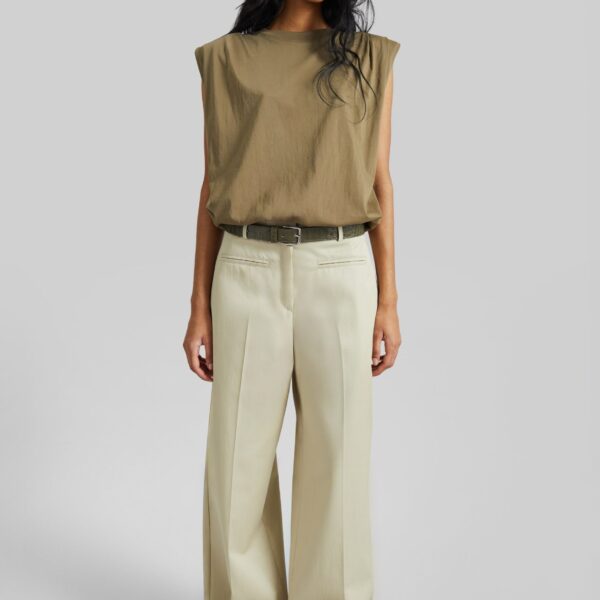The Frankie Shop Alvor Padded Balloon Top - Olive - Oversized Minimalist Tops in Green - Shop at Coveti