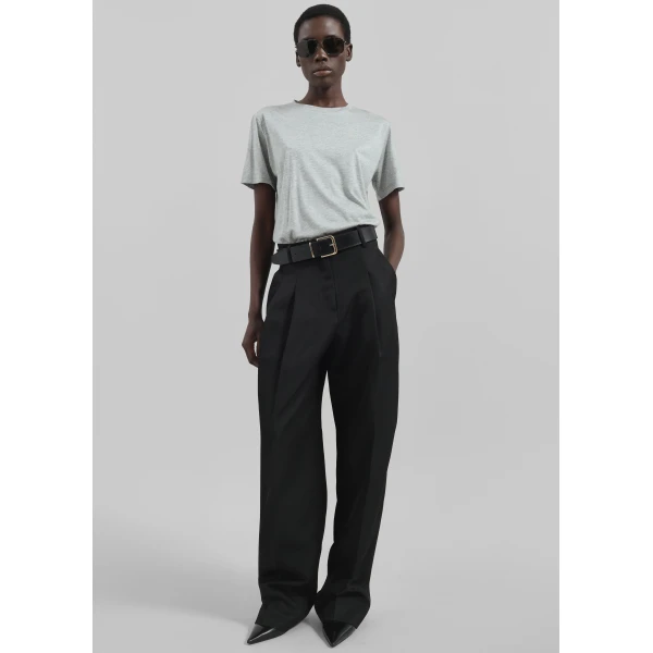 The Frankie Shop Amal Fluid Tee – Grey Melange Top, view 2