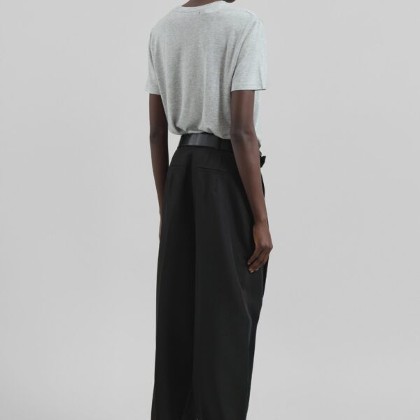 The Frankie Shop Amal Fluid Tee - Grey Melange - Oversized Minimalist Tops in Grey - Shop at Coveti