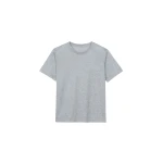 The Frankie Shop Amal Fluid Tee - Grey Melange - Oversized Minimalist Tops in Grey - Shop at Coveti