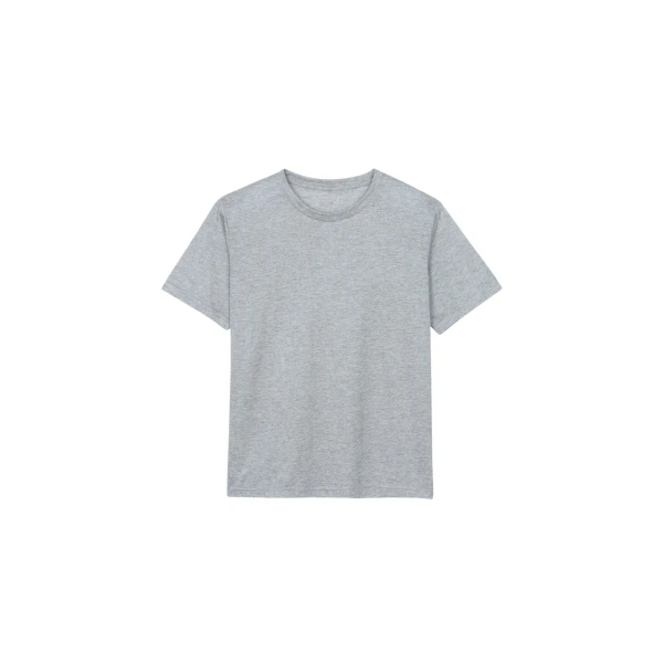 The Frankie Shop Amal Fluid Tee - Grey Melange - Oversized Minimalist Tops in Grey - Shop at Coveti