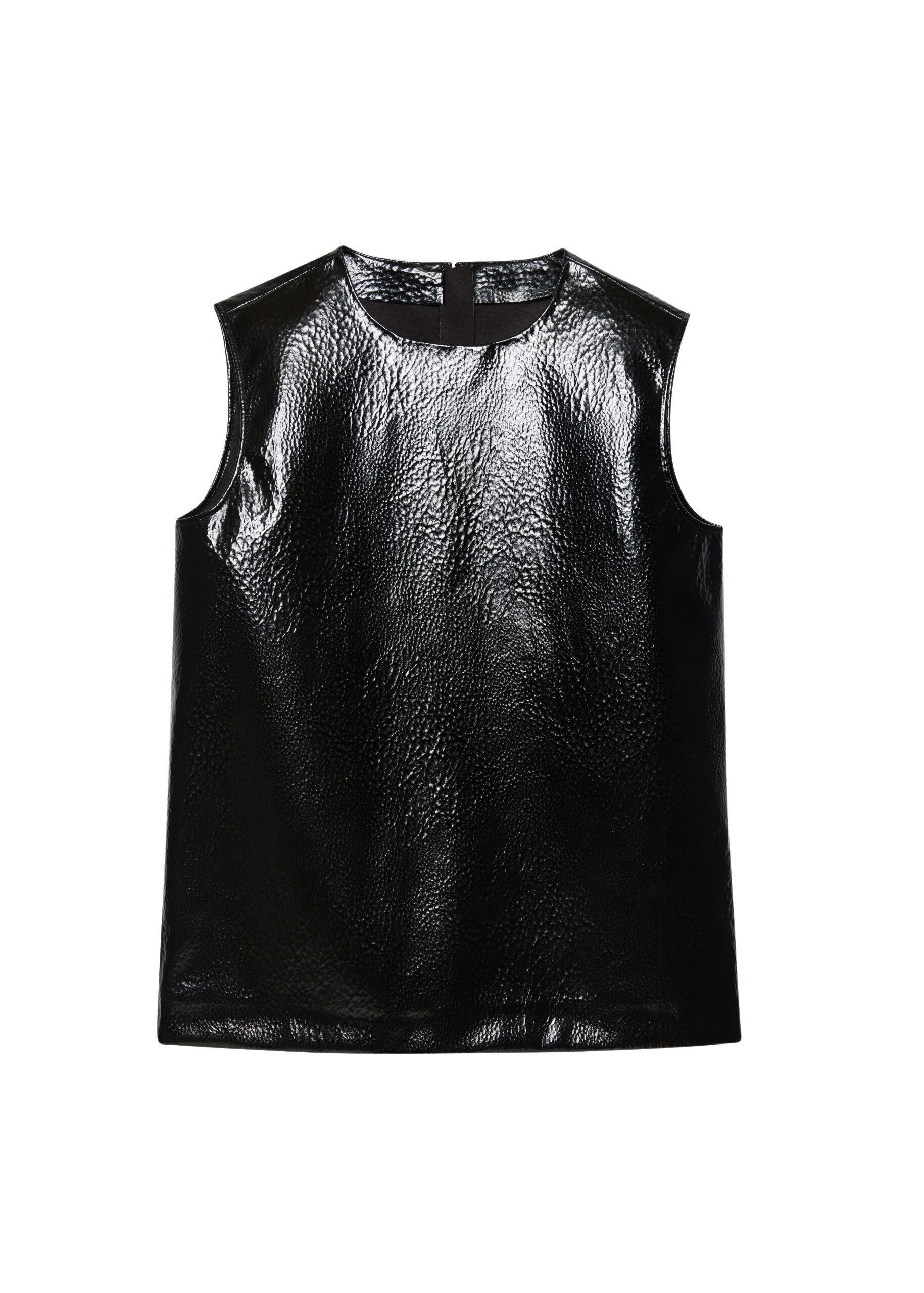 The Frankie Shop Amaris Crackled Faux Leather Tank Top – Black