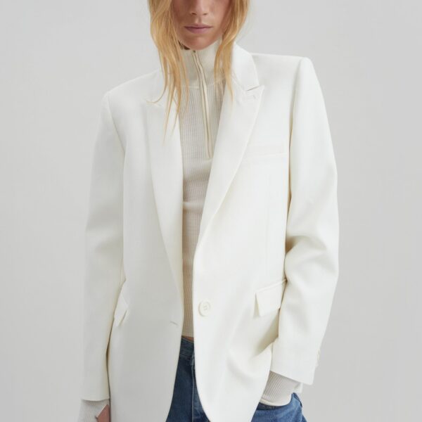 The Frankie Shop Amelia Tailored Blazer - White - Oversized Minimalist Jackets in White - Shop at Coveti