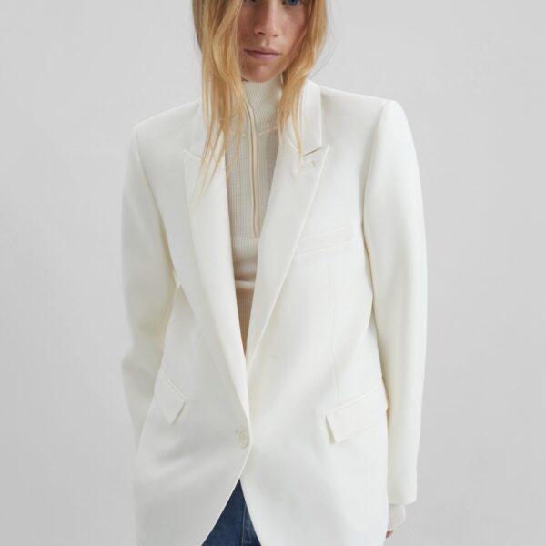 The Frankie Shop Amelia Tailored Blazer - White - Oversized Minimalist Jackets in White - Shop at Coveti