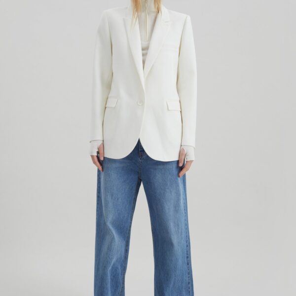 The Frankie Shop Amelia Tailored Blazer - White - Oversized Minimalist Jackets in White - Shop at Coveti