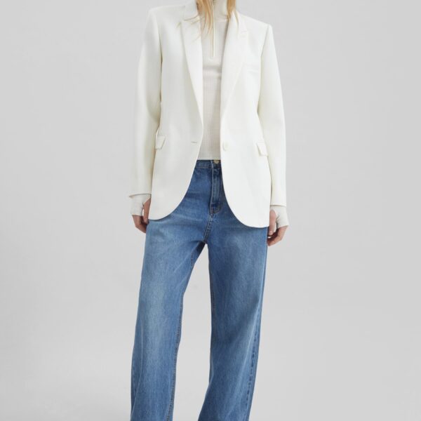 The Frankie Shop Amelia Tailored Blazer - White - Oversized Minimalist Jackets in White - Shop at Coveti