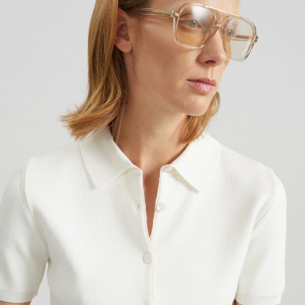 The Frankie Shop Amelot Knit Short Sleeve Cardigan - White - Oversized Minimalist Knitwear in White - Shop at Coveti