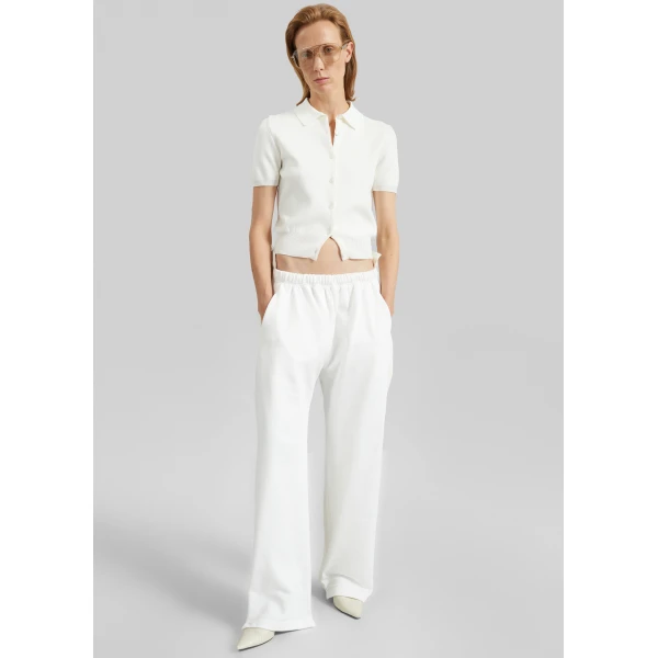The Frankie Shop Amelot Knit Short Sleeve Cardigan – White, view 6