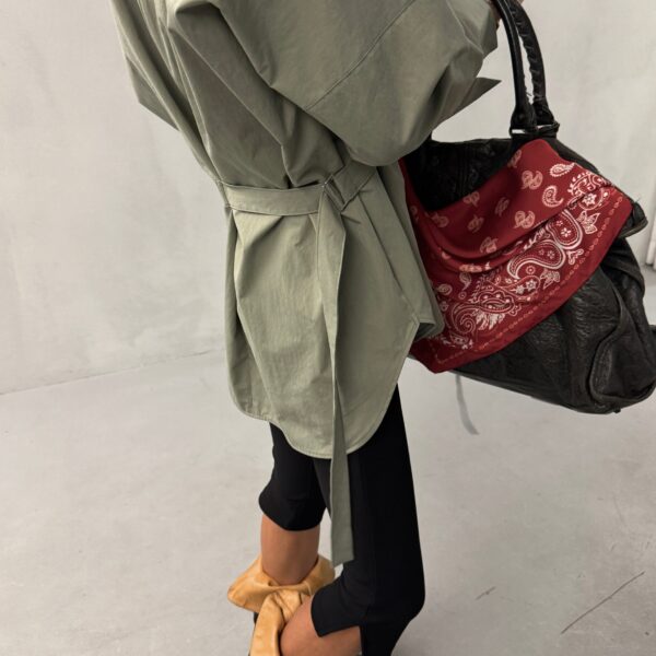 The Frankie Shop Ames Belted Top - Sage - Oversized Minimalist Tops in Green - Shop at Coveti