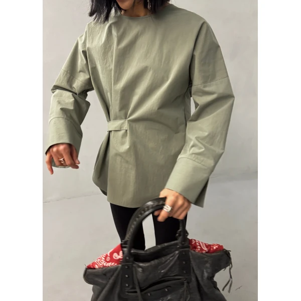 The Frankie Shop Ames Belted Top – Sage, view 6