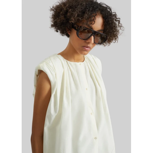The Frankie Shop Anca Gathered Blouse – Ivory, view 2