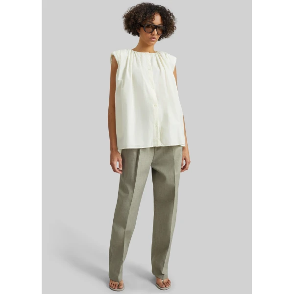 The Frankie Shop Anca Gathered Blouse – Ivory, view 3