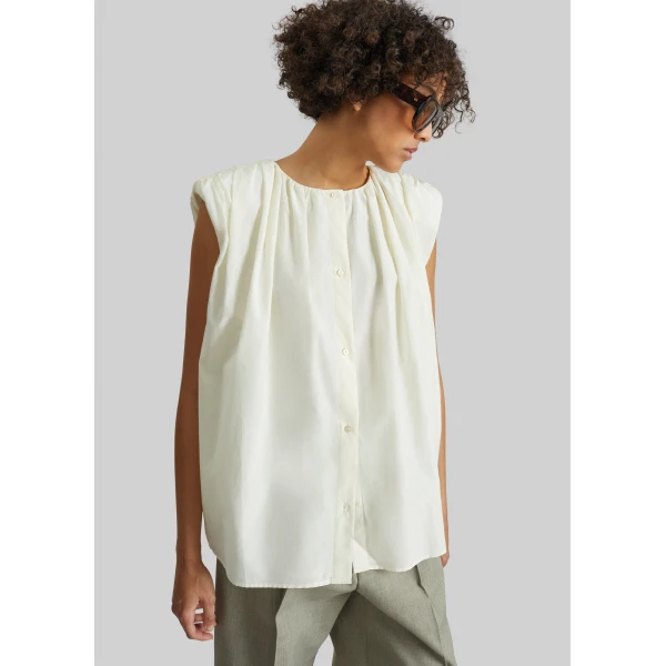 The Frankie Shop Anca Gathered Blouse – Ivory, view 4