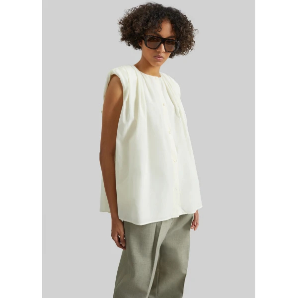 The Frankie Shop Anca Gathered Blouse – Ivory, view 5
