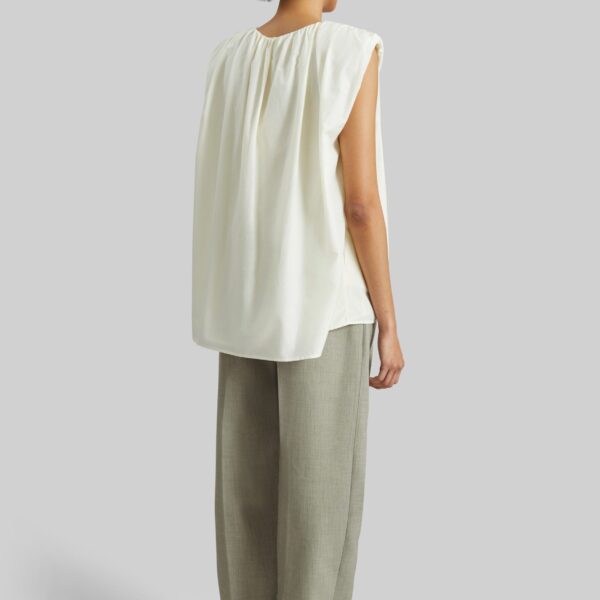 The Frankie Shop Anca Gathered Blouse - Ivory - Oversized Minimalist Tops in Ivory - Shop at Coveti