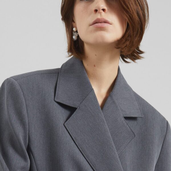 The Frankie Shop Antwerp Wrap Blazer - Grey - Oversized Minimalist Jackets in Grey - Shop at Coveti