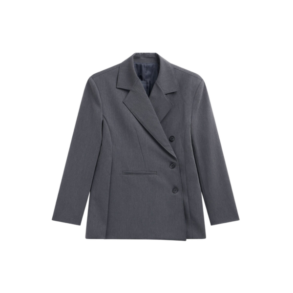 The Frankie Shop Antwerp Wrap Blazer - Grey - Oversized Minimalist Jackets in Grey - Shop at Coveti
