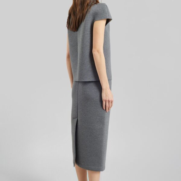 The Frankie Shop Anya Neoprene Midi Skirt - Grey Melange - Oversized Minimalist Skirts in Grey - Shop at Coveti