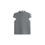 The Frankie Shop Anya Neoprene Sculpted Sleeve Top - Grey Melange - Oversized Minimalist Tops in Grey - Shop at Coveti