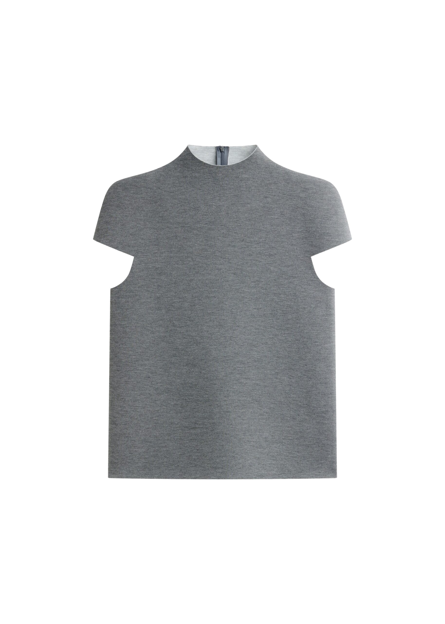 The Frankie Shop Anya Neoprene Sculpted Sleeve Top – Grey Melange