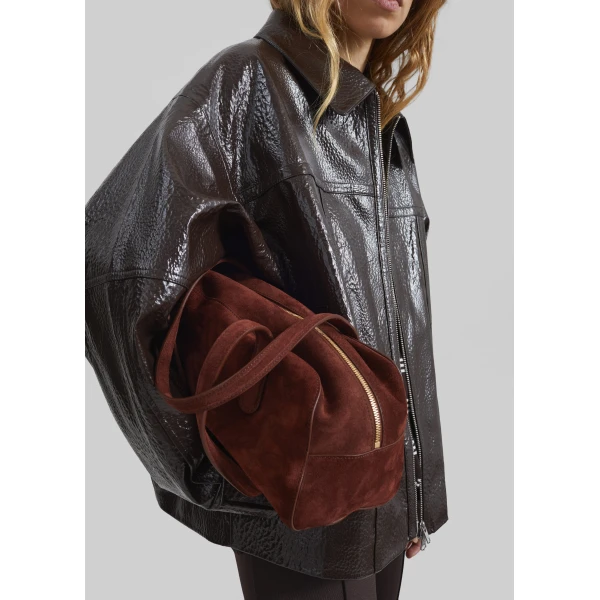 The Frankie Shop Arbor Crackled Faux Leather Jacket – Brown, view 3