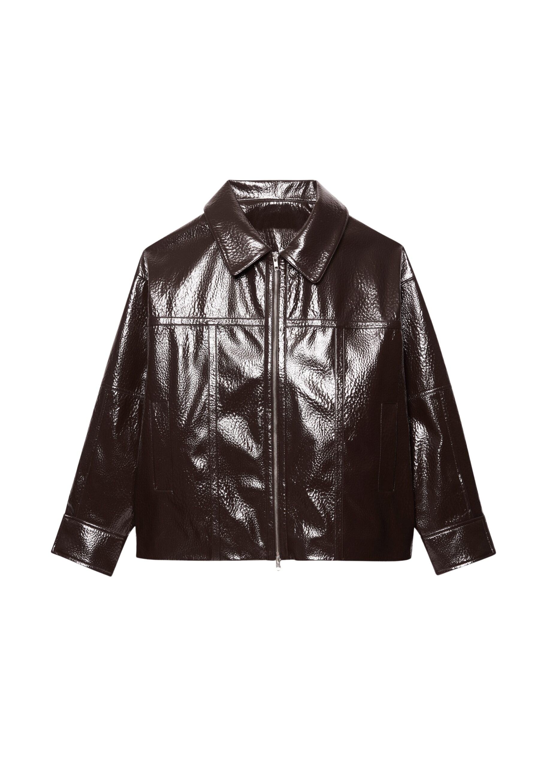 The Frankie Shop Arbor Crackled Faux Leather Jacket – Brown
