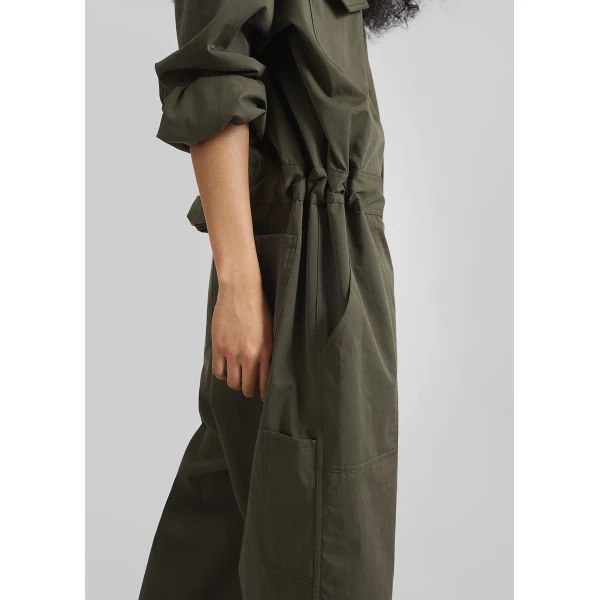 The Frankie Shop Ardea Cotton Utility Jumpsuit – Dark Olive, view 6