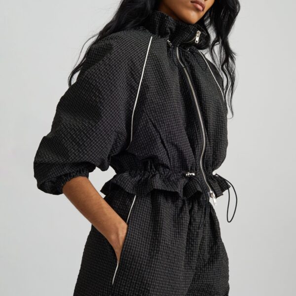 The Frankie Shop Arizona Seersucker Track Shorts - Checked Black - Oversized Minimalist Shorts in Multicolour - Shop at Coveti