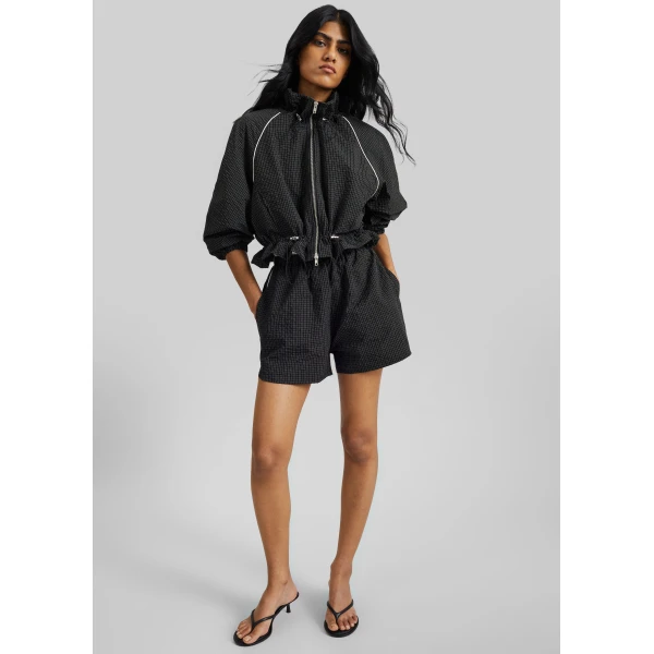 The Frankie Shop Arizona Seersucker Track Shorts – Checked Black, view 4